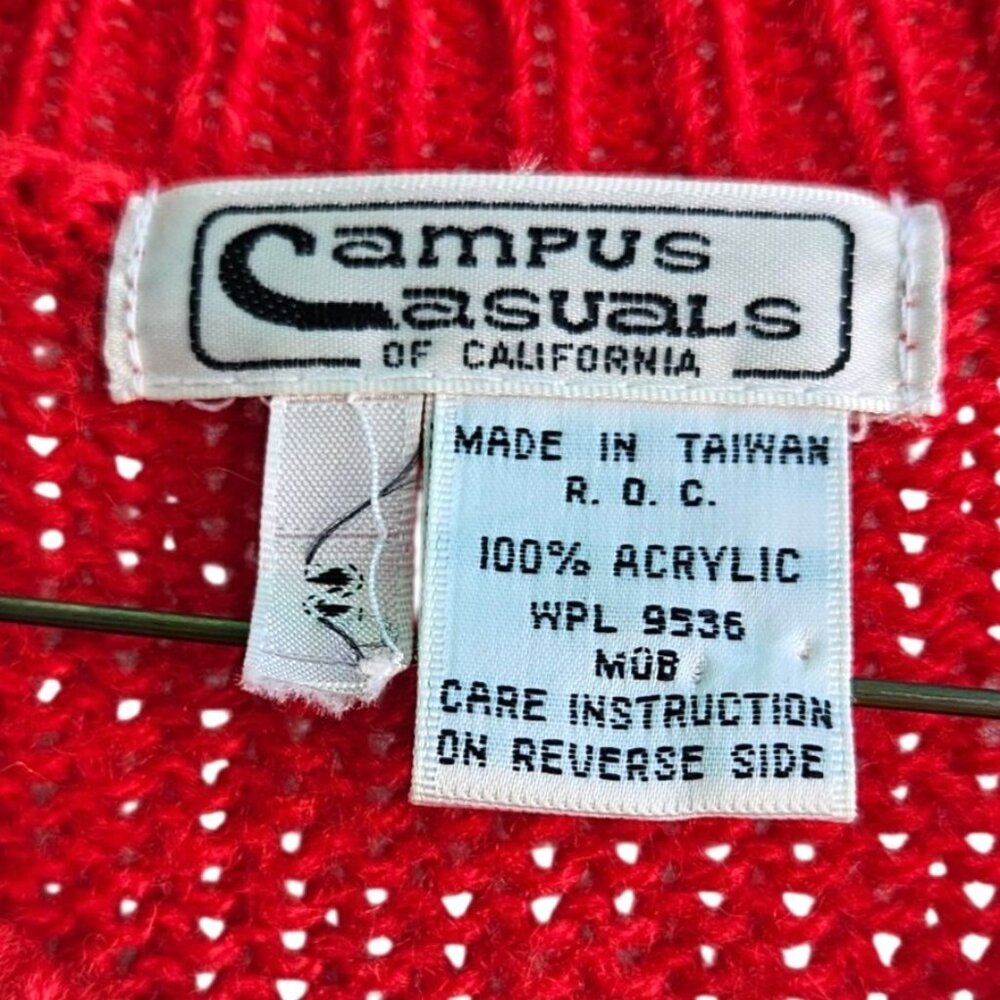Vintage Scottie Knit Vest 1980s Red Black White Novelty Sweater Campus Casuals - Picture 3 of 16